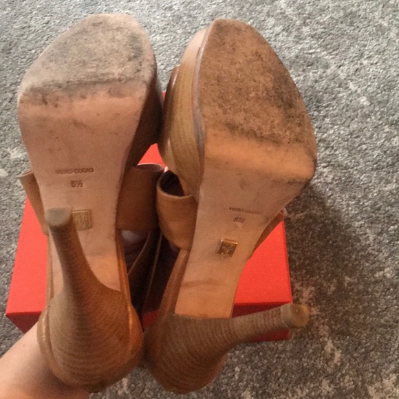 Brown wedge high heel sandal - Picture 4 of 5